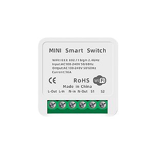 Mini Interruptor Wifi Automação Casa Inteligente Relé Sem fio 16A Paralelo Tuya Smartlife