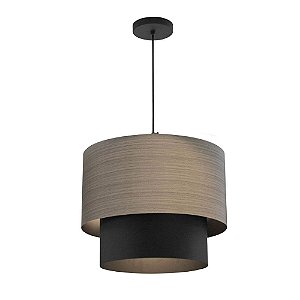 Pendente Wood Escuro 38cm Cabo PP 3xE27 Preto Fosco