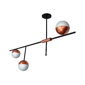 PENDENTE PLAFON TECNO I 3 X G9 VD LEITOSO COBRE
