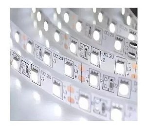 Fita LED 5050 12V 5M S/ Silicone Branco Frio 6000K - AAA
