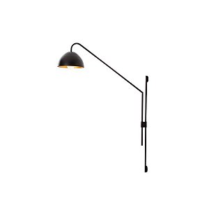 COLUNA ANDRIA DE PAREDE ARTICULADA 110X21X62,5CM PRETA1X E27 (COM PLUG EXTERNO)