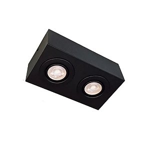 SPOT Sobrepor P/ 2X PAR30 Retangular De Alumínio Preto 33X17  - Impacto