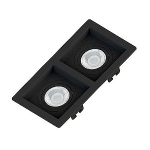SPOT Embutido P/ 2x AR70 Quadrado Recuado De Alumínio Preto Preto - Orluce
