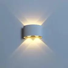 Arandela LED Retangular 2 Fachos 6W Bivolt Branca 2 Lentes Abs Branco Quente 3000K - Cbc