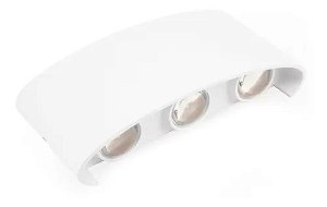 Arandela LED Retangular 2 Fachos 6W Bivolt Branco 6 Lentes Abs Branco Quente 3000K - Mega