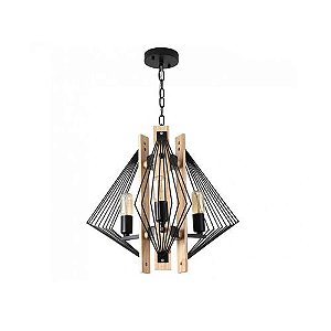 PENDENTE CANDLE TRIANGULAR 3*E27 PRETO