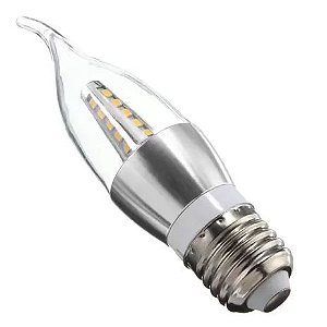 Lâmpada LED Vela 4W Bivolt E27 Prata C/ Bico Branco Quente BLVC-4D-E27