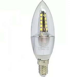 Lâmpada LED Vela 4W E14 Bivolt S/ Bico Branco Frio BLVC-4C-E14