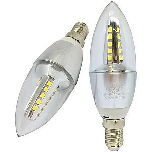 Lâmpada LED Vela 4W E14 Bivolt S/ Bico Branco Quente BLVC-4C-E14