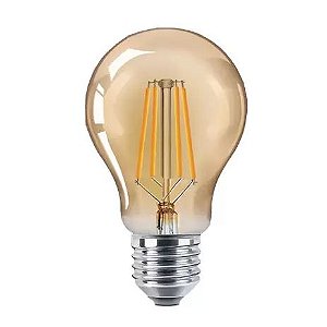 LAMPADA FILAMENTO DE LED BULBO A60 4W AMBAR 2200K BIVOLT