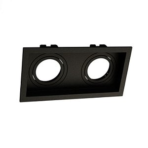 SPOT Embutido P/ 2x Mr16 Quadrado Recuado De ABS Preto- Moon