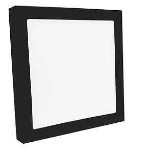 Plafon LED De Sobrepor 12W Quadrado 17x17 900LM Branco Quente 3000K JET BLACK SE-240.1634 - Save Energy