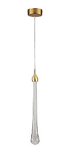 PENDENTE GOTA COM BRILHO DOURADO 7W 3500K GOTA D45*H300MM ALTURA 2M CD2020005/1