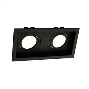 SPOT Embutido P/ 2x ar70 Quadrado Recuado De ABS Preto - Moon