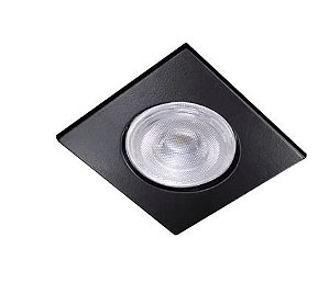 Spot Embutido p/ 1x Dicroica Mr16 Quadrado 9cm Liso Preto