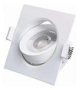 SPOT LED 5W Quadrado Bivolt Branco Quente 3000K - Galaxy