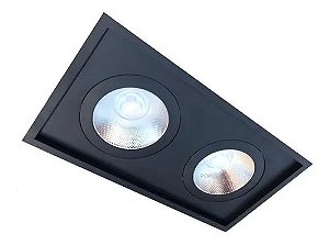 SPOT Embutido P/ 2X Ar111 Retangular Recuado Micro Borda De Alumínio Preto 35,5X19,5 - Impacto