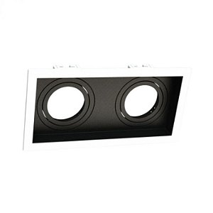 SPOT Embutido P/ 2x PAR20 Quadrado Recuado De ABS Branco e Preto 235x130x35mm SE-330.2908 - Save Energy
