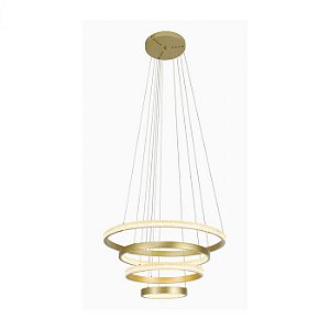 PENDENTE LED BEAN 30+50+60+80CM 5M 103W 3000K DOURADO FOSCO