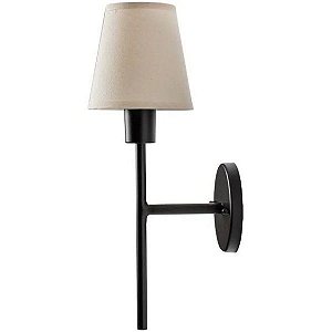 ARANDELA DE PAREDE TOCHEIRO 60X15X18CM METAL E TECIDO PRETO E CRU 1X E27 BASE REDONDA - FOCO METALLO