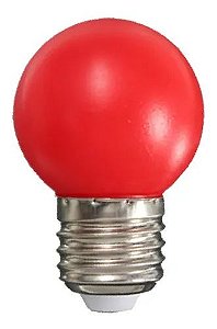 Lâmpada LED BOLINHA G45 1.5W DECORATIVA E-27 220V VERMELHO