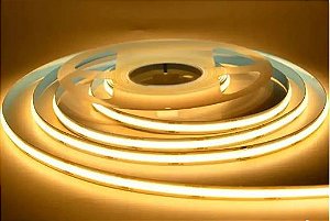 Fita LED COB 12V 5M Ip20 320 LED 8mm 14w/m Branco Quente 3000K - GLX