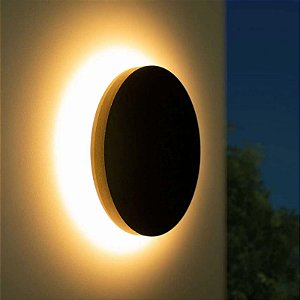ARANDELA ECLIPSE PRETO 12W BIVOLT IP65 Branco Quente 3000K - GALAXY