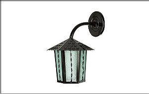 Arandela Colonial Sext. 1xE27 Vd. Liso Preto - (109400 01)