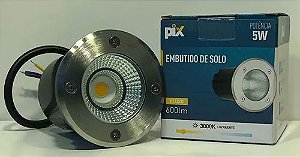 Luminária LED EMBUTIDO DE SOLO 5W 30° PRATA  Branco Quente 3000K - Pix