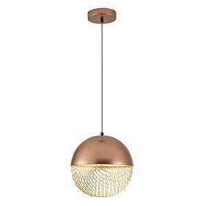 Pendente LED Rezi 25cm 18W Branco Quente 3000K Cobre - Nordecor