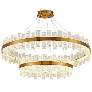 Pendente Led Lowy 60+100cm 80W Branco Quente 3000K Dourado Brilho - Nordecor