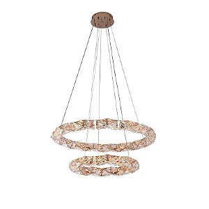 Pendente Led Cristal Kazy 53/80cm 62w Branco Quente 3000k Ouro Brilho - Nordecor