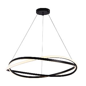 Pendente Led Euni Odi 80cm 77w Branco Quente 3000k Preto - Nordecor