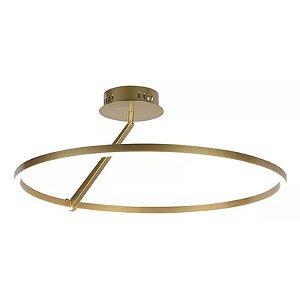 Plafon LED Zier 60cm 28W Branco Quente 3000K Dourado Fosco - Nordecor