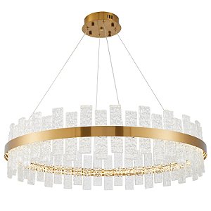 Pendente Led Lowy 80cm 60W Branco Quente 3000K Dourado Brilho - Nordecor