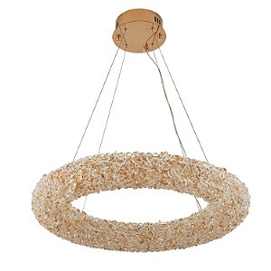 Pendente Led Jou Cir 60cm 40W Branco Quente 3000K Dourado Brilho - Nordecor