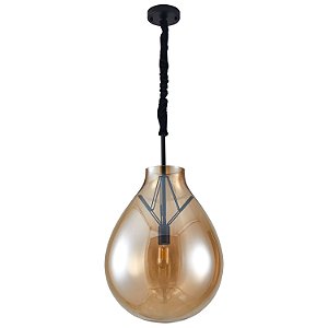 Pendente Pallo Nie 30cm E27 Âmbar/Preto - Nordecor