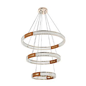 Pendente Led Cristal Gult 40/60/80cm 98w Branco Quente 3000k Ouro Brilho - Nordecor