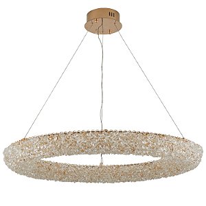 Pendente Led Jou Cir 80cm 60W Branco Quente 3000K Dourado Brilho - Nordecor