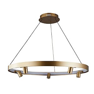Pendente LED Lilla 80 cm com 3m 5x 3W+37W Branco Quente 3000K Ouro Fosco - Nordecor