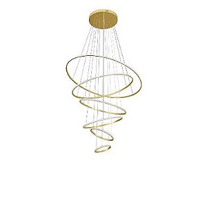Pendente LED Inverse 5m 156W 20/30/50/60/80/100 cm Branco Quente 3000K Dourado Fosco - Nordecor