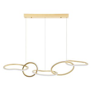 Pendente Led Zena 67W Branco Quente 3000K Ouro Champagne - Nordecor