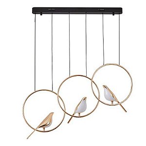 Pendente Led Vogel Tri 3x10W Branco Quente 3000K Dourado e Preto - Nordecor