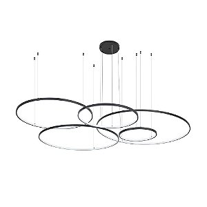 Pendente LED Daire 40/60/80/100/120 cm 189W Branco Quente 3000K Preto - Nordecor