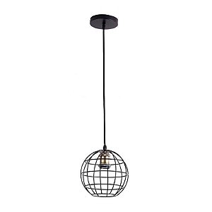 Pendente Gradeado E27 Preto - Nordecor