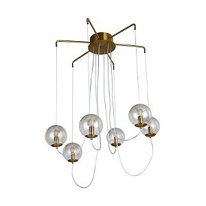 Pendente Rion 6x E14 15cm Dourado - Nordecor