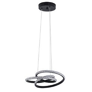 Pendente Led Kena 38W Branco Quente 3000K Cristal Preto - Nordecor