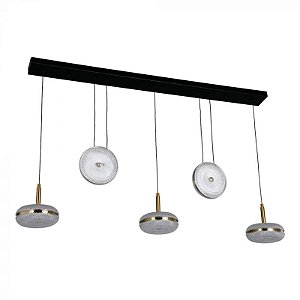 Pendente Led Barok Vis 80w Branco Quente 3000k Dourado/Preto - Nordecor