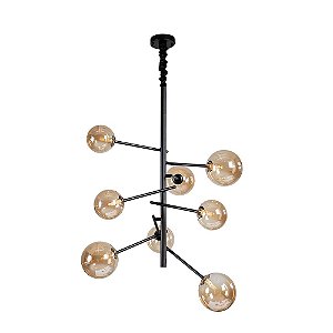 Pendente Nordico Jabuticaba 8xG9 Ø12/15/25cm Preto - Nordecor