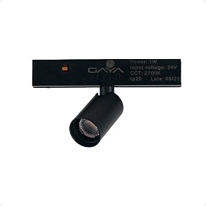 Mini Spot LED Redondo 1W 24V 90Lm Preto Ip20 Branco Quente 2700K (kit com 2) - Gaya